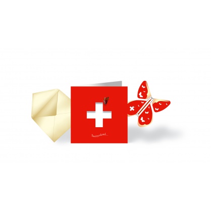 Card & flying Butterfly  SWITZERLAND